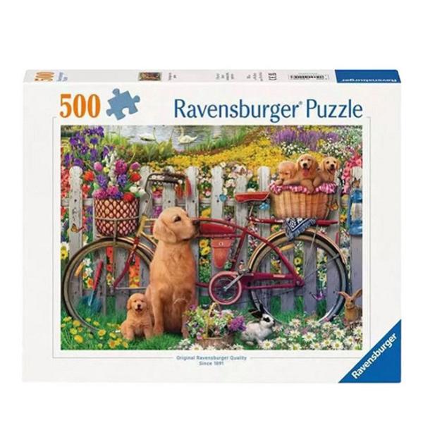 Ravensburger_Puzzel_Cute_Dogs_in_the_Garden_500_stukjes