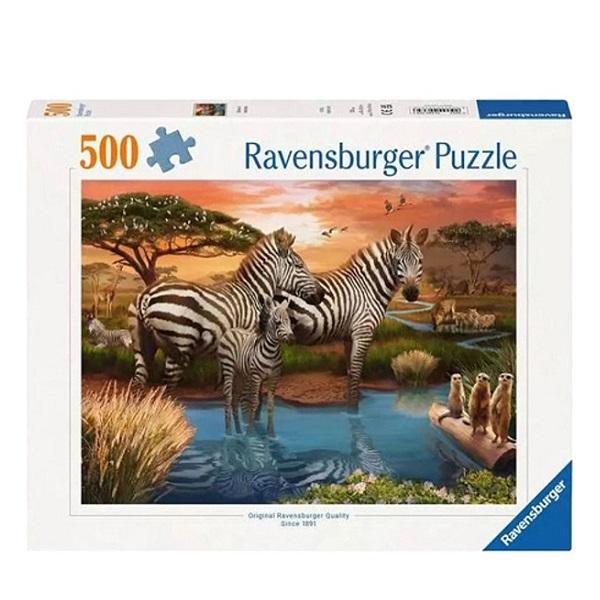 Ravensburger_Puzzel_Zebra_s_Bij_de_Drinkplaats_500_stukjes_1