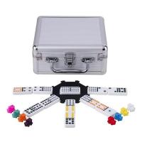 Domino_Dubbel_12_Mexican_Train___91_Stenen_met_Gekleurde_Ogen___Luxe_Aluminium_Koffer_met_Handvat