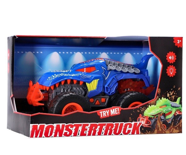 Monstertruck Dino met Licht en Geluid Blauw 25 cm