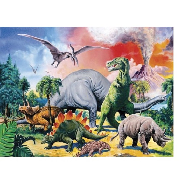 Puzzel 100 stukjes XXL Tussen de Dinosaurussen