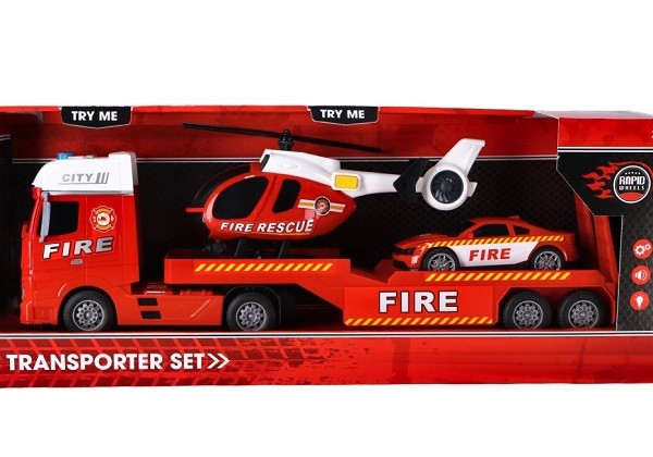 Rapid Wheels Brandweer Transporter Set met Licht en Geluid 56 cm