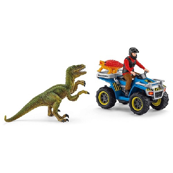 Schleich Vlucht van Velociraptor op Quad