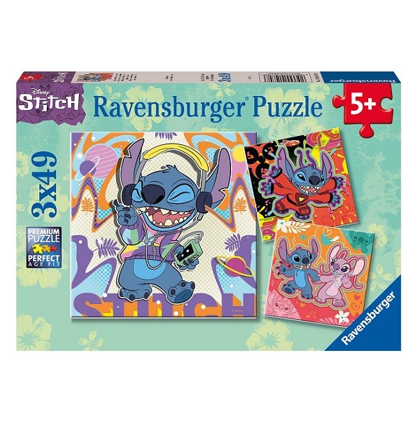  Puzzels 3 x 49 stukjes Stitch Lekker Spelen