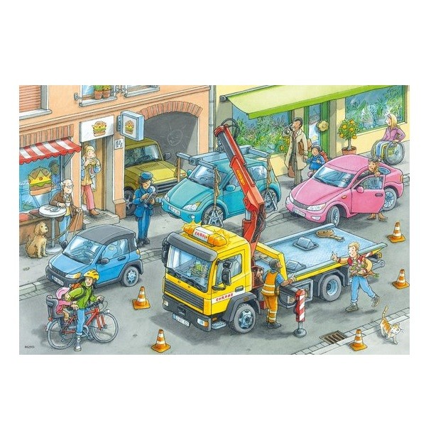  Puzzels 2 x 24 stukjes Vuilniswagen en Sleepwagen